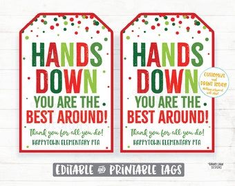 Hands Down Your the Best Around Christmas Tag | Etsy Christmas Bundt Cake, Print Center, Holiday Tags, Lottery Tickets, Staff Appreciation, Teacher Thank You, Holiday Gift Tags, Employee Appreciation, Employee Gifts