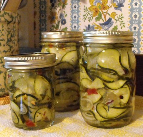 Pickled Squash Pickled Yellow Squash, Pickled Squash Recipe, Pickled Squash, Emeril Lagasse Recipes, Yellow Squash Recipes, Pickle Slices, First Year Of College, Pickling Spice, Emeril Lagasse