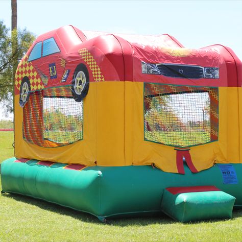 Race car themed bounce house. 15’ L x 13’ W x 16’ H Bounce House Rentals, Bounce Houses, Snow Cone, Bounce House, Product Development, Party Fun, 5 Hours, Candy Machine, Race Car