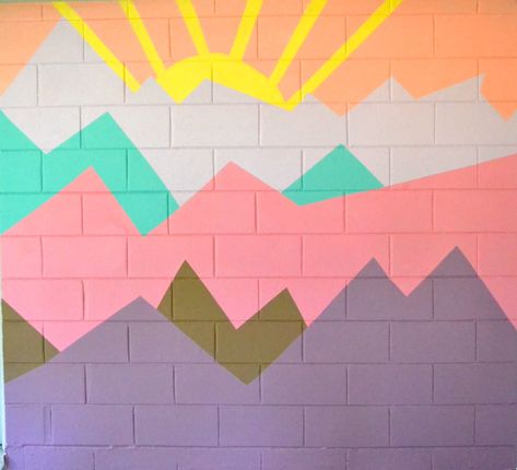 How to Paint Wall Murals for Kids - 5 Easy DIY Ideas. Mountain Wall Mural. Wall Murals For Kids, Wall Murals Painted Diy, Playroom Mural, Mountain Wall Mural, Wall Murals Diy, Easy Diy Ideas, Garden Mural, Wal Art, Whimsical Nursery