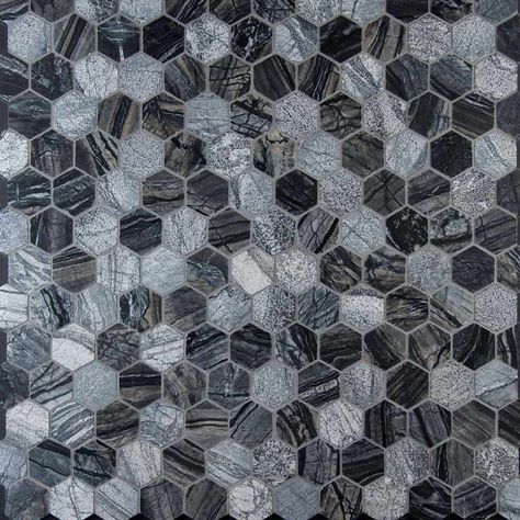 Hexagon tile bathroom floor