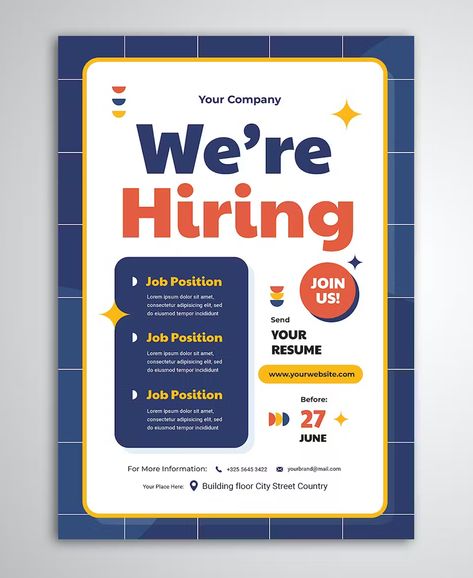 Hiring Flyer Template PSD Job Flyer Design, Hiring Flyer, Flyer Design Templates, We're Hiring, Business Promotion, Jobs Hiring, Flyer Template, Flyer Design, Lorem Ipsum