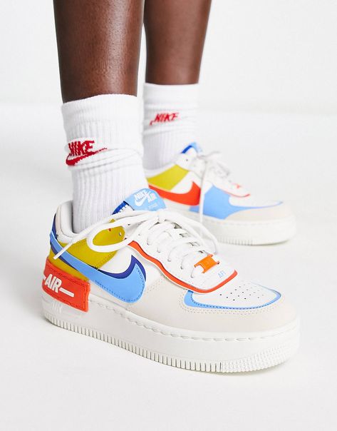 Colorful Air Force 1, Air Force 1 Colors, Air Force 1 Colorful, Nike Air Force 1 Shadow, Air Force 1 Shadow, Primary Colours, Blue Suede Shoes, Nike Brand, Air Force Ones