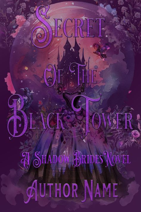 Purple toned premade book cover with a ghostly purple dress in the foreground and an ominous black castle encased in a dome in the background, premade book cover created by Lavender Realm Designs. Premade Book Covers, Book Cover Art, One Time, Cover Art, E-book, Portfolio, Book Cover, Purple, Art