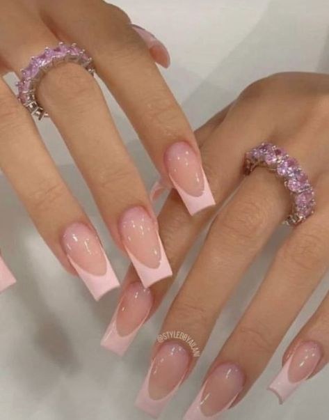 French Tip Acrylic Nails, Short Square Acrylic Nails, Acrylic Nails Coffin Pink, Long Square Acrylic Nails, White Nail, Bling Acrylic Nails, Acrylic Nails Coffin Short, Short Acrylic Nails Designs, Pink Nail