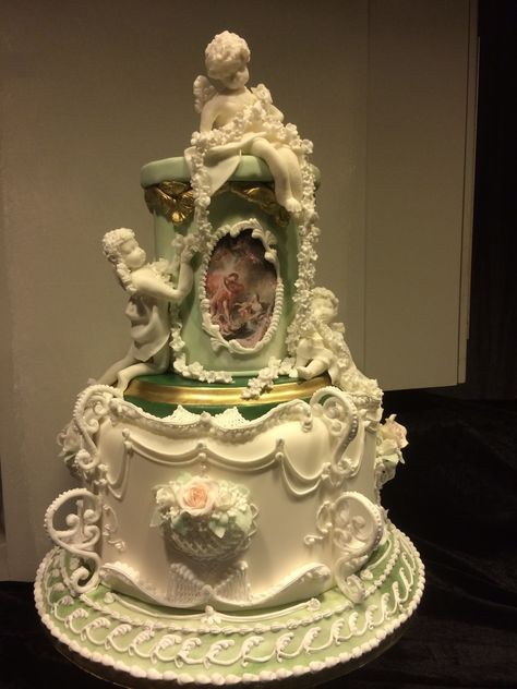 Rococo Inspired Wedding Cake Rococo Wedding, Victorian Cakes, Torte Creative, Royal Icing Cakes, Incredible Cakes, Torte Cupcake, Gateaux Cake, Pretty Dessert, Wedding Cake Decorations