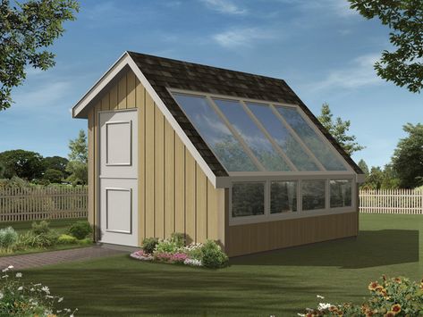 Maude Garden Shed Sun-filled garden shed has atrium style side windows creating a great environment for growing plants from houseplansandmore.com Storage Building Plans, Small Shed Plans, Cheap Greenhouse, Green Corner, Shed Tiny House, Best Greenhouse, Storage Buildings, Survival Garden, Greenhouse Design