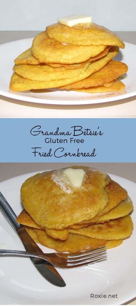 Fried cornbread pancake. corn, sugar (sweetener), baking powder, egg, water. Leap Recipes, Cornbread Pancakes, Gf Sides, The Best Cornbread, Best Cornbread, Quick Foods, Fried Cornbread, Cornmeal Pancakes, Egg Substitute