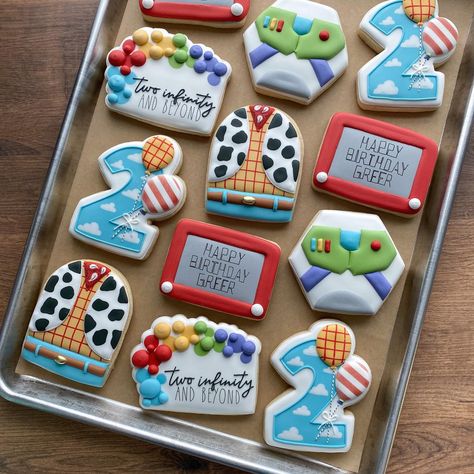 Emily Perkins (@thecookiedesigner) • Instagram photos and videos Snake In My Boot, Emily Perkins, Beyond Birthday, Toy Story Cookies, 2nd Birthday Party For Boys, Disney Cookies, Second Birthday Ideas, Toy Story Cakes, Birthday Party Set