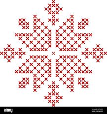 Scandinavian knitting pattern. Geometric redwork ornament for snowflake star embroidery. Perfect for Christmas cross-stitch design. Vector illustratio Stock Vector Image & Art - Alamy Snowflake Embroidery Pattern Simple, Free Snowflake Cross Stitch Pattern, Small Snowflake Cross Stitch, Cross Stitch Snowflake, Mini Snowflake Cross Stitch Pattern, Scandinavian Cross Stitch Patterns, Scandinavian Knitting, Geometric Pattern Embroidery, Snowflake Embroidery Ornament