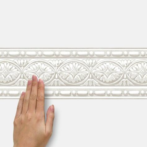 Peel And Stick Border, Faux Crown Moldings, Wallpapered Walls, Roommate Decor, Painted Wooden Signs, Look Wallpaper, Dorm Furniture, Wall Borders, Wallpaper Border