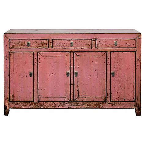 Pink Dongbei Sideboard Pink Sideboard, Dining Sunroom, Pink Cabinet, Shappy Chic, Chic Prints, Chalk Painted Furniture, Folding Tables, Buffets And Sideboards, Wallpaper Furniture