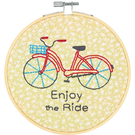 Dimensions Embroidery Kit, Bike Ride Crewel Embroidery Kits, Making Stuff, Enjoy The Ride, Creation Couture, Crewel Embroidery, Hand Embroidery Stitches, Hand Embroidery Design, Embroidery For Beginners, Embroidery Kit