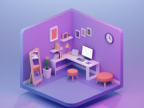 3d Flat Design, 3d Isometric Illustration, 3d Isometric Design, Blender 3d Illustration, 3d Illustration Design, 3d Design Art, 3d Illustration Art, 3d Room Design, Illustrator 3d