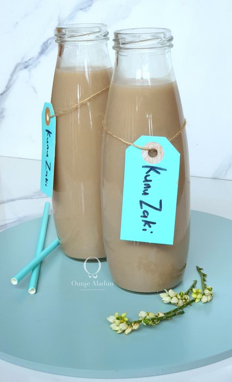 Two milk jars containing Kunu Zaki Kunu Drink, Types Of Drinks, Raw Sweet Potato, Millet, Fresh Ginger, Ingredients Recipes, Potato, Ginger, Snacks