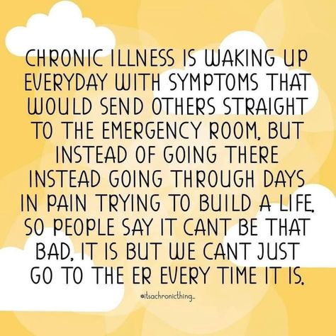 @its_a_chronic_thing #chronicillness #chronicallyill Disease Quote, Chronic Pain Awareness, Severe Migraine, Sjogrens Syndrome, Complex Regional Pain Syndrome, Spoonie Life, Chronic Migraines, Invisible Illness, Chronic Fatigue