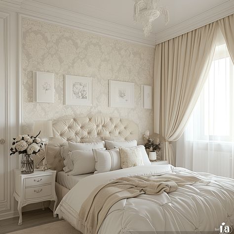 Elevate Your Space: 25 Unique Wallpaper Ideas for Bedroom White Wallpaper Room Bedrooms, Bedroom Wallpaper Trends 2022, Royal Wallpaper For Bedroom, Elegant Gold Wallpaper For Bedroom, Bedroom Decor Indian, Light Puprle Wallpaper For Bedroom, Bedroom Decor Bohemian, Gray Upholstered Headboard, Glam Bedroom Decor