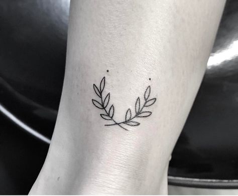 right elbow, dots under instead Laurel Wreath Tattoo Women, Greece Tattoo, Olive Tattoo, Wreath Tattoo, Boho Tattoos, Small Tattoos With Meaning, Elbow Tattoos, Tasteful Tattoos, Tattoos Geometric