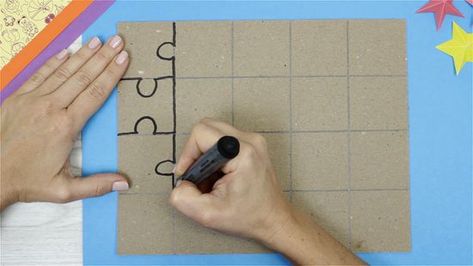 9 Ways to Make a Puzzle - wikiHow Make A Puzzle, Memory Verse Games, Wooden Shape Puzzle, Puzzle Maker, Cardboard Puzzle, Make Your Own Puzzle, Diy Puzzles, Puzzle Crafts, Sweet Ideas