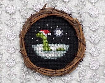 The Loch Ness Monster, Loch Ness Monster, Loch Ness, Pdf Quilt Pattern, Mini Cross Stitch, Cross Stitch Patterns Christmas, Back Stitch, Christmas Cross, Christmas Cross Stitch