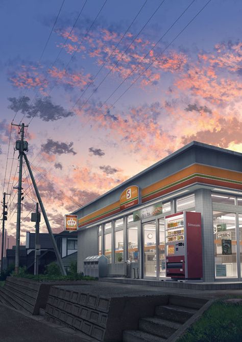 grafika anime scenery and convenience store Anime Wallpapers Aesthetic, Casa Anime, Anime Places, Episode Backgrounds, Bg Design, Anime City, Graphisches Design, Scenery Background, Best Anime