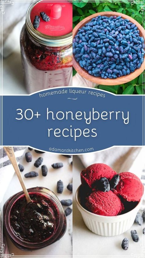 Honeyberry Recipes, Honeyberry Jam, Haskap Berry, Berry Jam Recipe, Homemade Liqueur Recipes, Unique Dishes, Produce Recipes, Easy Ice Cream Recipe, Backyard Gardens