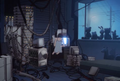 serial experiments lain | Serial Experiments: Lain | thecriticaleye Hacker Room, Lain Iwakura, Serial Experiments Lain, Battle Angel Alita, 5 Anime, Aesthetic Gif, 영감을 주는 캐릭터, Wallpaper Pc, Present Day