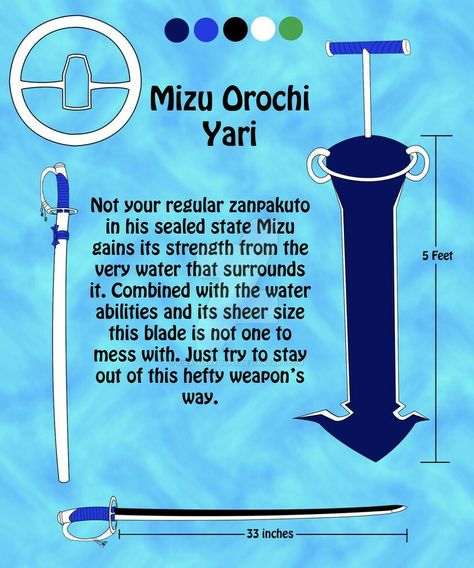 Zanpakuto Mizu Orochi Yari Zanpakuto Oc, Oc Zanpakuto, Zanpakuto Ideas, Vizard Mask, Anime Swords, Bleach Oc, Character Info, Cybernetic Arm, Android Art