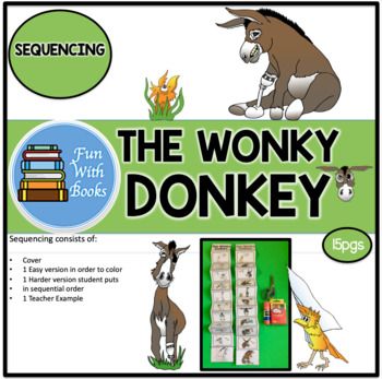 The Wonky Donkey SEQUENCING BOOK CRAFTTHE WONKY DONKEY has sold over one million copies worldwide, and is now available as an e-book!Who ever heard of a spunky hanky-panky cranky stinky-dinky lanky honky-tonky winky wonky donkey?This hilarious picture book will have children - and adults - in fits o... The Wonky Donkey Activities, Wonky Donkey Activities Preschool, Wonky Donkey Activities, The Wonky Donkey, Wonky Donkey, One Million, Preschool Fun, Teacher Store, Book Crafts