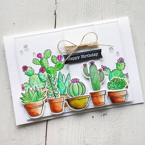 Laina Lamb Design Sweet Succulents stamp set and Die-namics - Maria #mftstamps Cactus Cards, Cactus Stamp, Mft Cards, Mft Stamps, Coloring Markers, Card Challenges, E Bay, Card Maker, Paper Cards