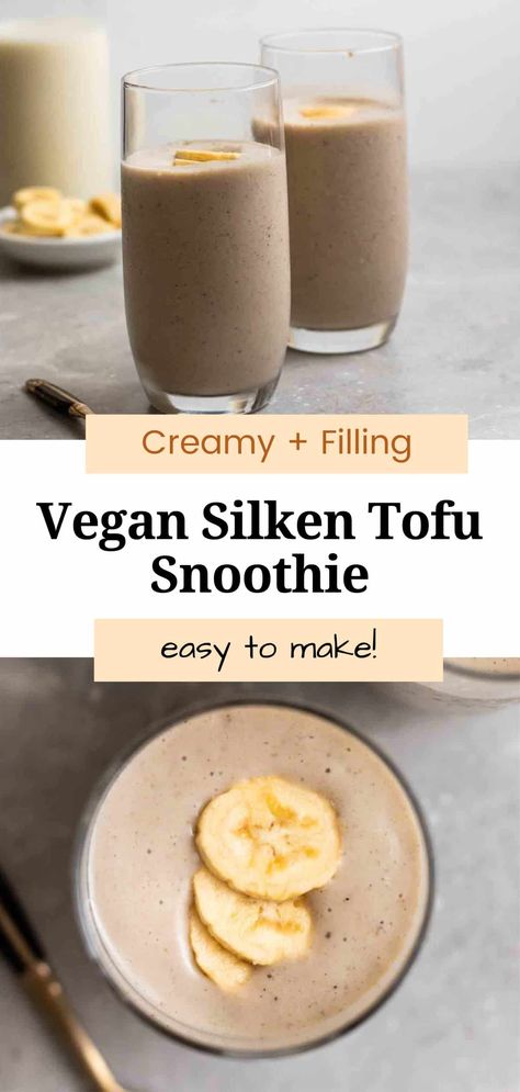 This silken tofu smoothie is creamy, rich, and incredibly delicious! A high-protein plant-based breakfast that will keep you full and satisfied. It is easy to put together and is ready in 5 minutes! Tofu Protein Shake, Tofu Smoothie Recipes Silken, Silken Tofu Smoothie Recipes, Tofu Smoothie Recipes, Silken Tofu Breakfast, Silken Tofu Smoothie, Tofu Smoothie, Tofu Protein, Best Vegan Protein Powder