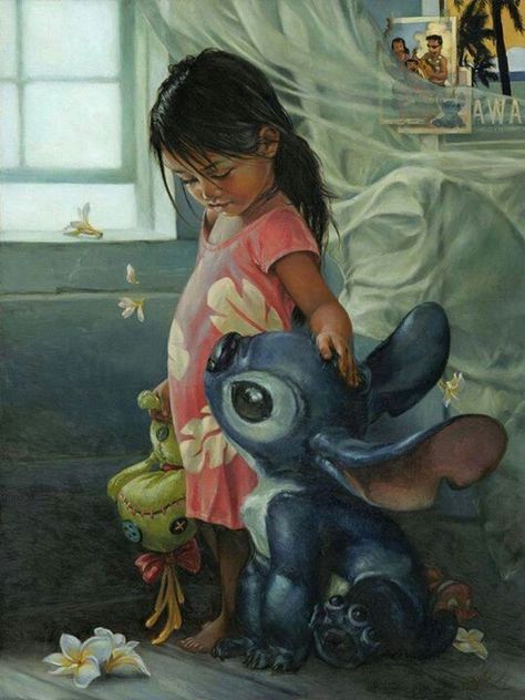 Lilo & Stitch Realistic Cartoons, Disney Fine Art, Images Disney, Lilo Y Stitch, Lilo E Stitch, Arte Disney, Wow Art, Disney Ladies, Stitching Art