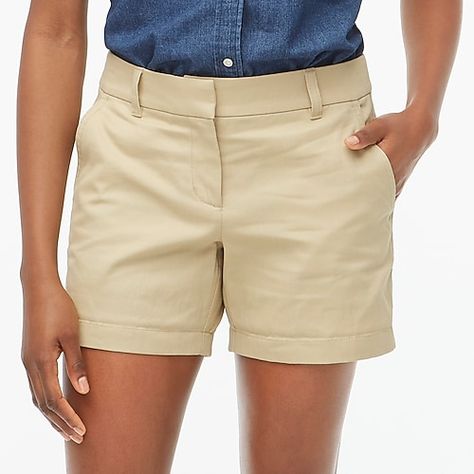 Short For Women, J Crew Style, Cotton Chinos, Stretch Chinos, J Crew Shorts, Jcrew Women, Khaki Color, Stretch Shorts, Khaki Shorts