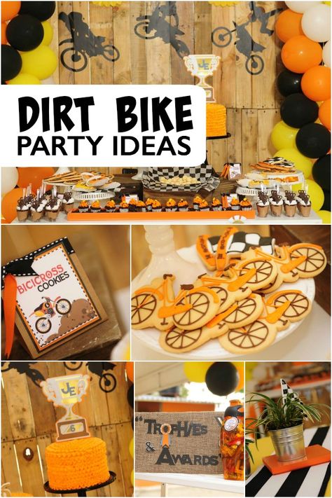 Dirtbike Birthday Party, Dirt Bike Birthday Party, Motocross Birthday Party, Bike Birthday Party, Motocross Birthday, Motorcycle Birthday Parties, Bicycle Party, Bike Birthday Parties, Boy Shower Themes