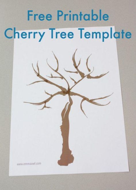 Beehive Activities, Cherry Blossom Tree Craft, Cherry Blossom Crafts, Cherry Blossom Template, Free Tree Template, Japanese Cherry Blossom Tree, Printable Tree, Cherry Blossom Branches, Red Clogs