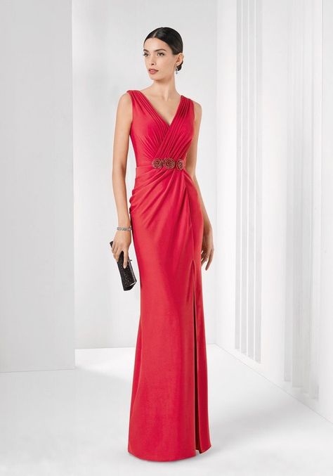 Rosa Clara | 9T242 Beaded Draped Red Crepe Gown | HK | DBR Weddings Bridal Showroom, Red Drapes, Mother Of The Bride Dresses Long, Mother Of Groom Dresses, Mob Dresses, Evening Outfits, Groom Dress, Evening Dresses Long, Evening Dresses Prom