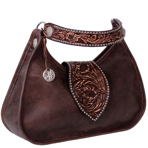 XLDJ67 - Brown Bomber Tooled Purse Handbags Diy, Leather Handbags Handmade, Double J, Handbag Storage, Western Purses, Unique Handbags, Cheap Purses, Popular Handbags, Brown Purse