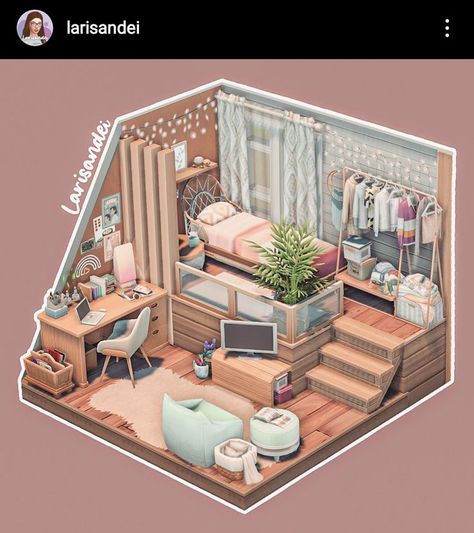 Sims Aesthetic House, Aesthetic Sims 4 House, Sims 4 Houses Layout 30x20, Sims Bedroom Ideas, Sims 4 Interior Design Ideas, Sims 4 Room Ideas, Sims 4 Bedroom Ideas, The Sims 4 Builds, Sims 4 Loft