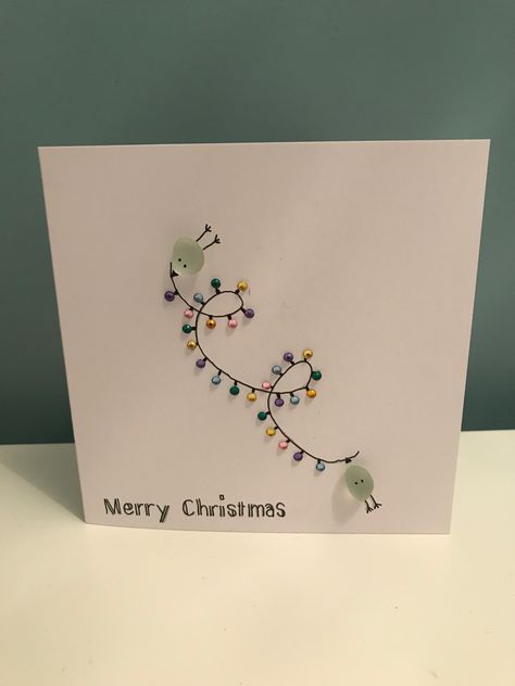 Sea Glass Christmas Cards Handmade, Sea Glass Cards Christmas, Pebble Art Christmas Cards, Sea Glass Christmas Cards, Sea Glass Card, Christmas Pebble Art, Sea Glass Art Diy, Sea Glass Art Projects, Pebble Art Family