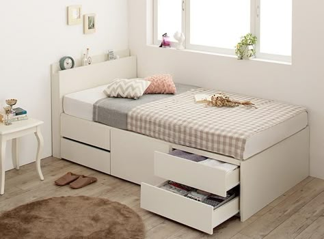 Bedroom Layouts For Small Rooms, Bed Designs With Storage, White Bed Frame, Small Room Design Bedroom, White Room Decor, Small Bed, Pinterest Room Decor, White Bed, Study Room Decor