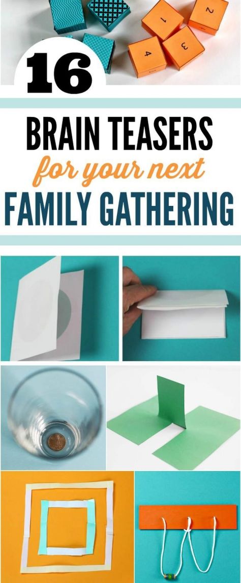 Brain teasers for family gatherings. Kids will love to stump the grown-ups. Brain Teasers For Kids, Brain Teaser Games, Thanksgiving Games For Family, Brain Puzzles, Brain Teaser Puzzles, Thanksgiving Games, Logic Puzzles, E Mc2, Brain Games