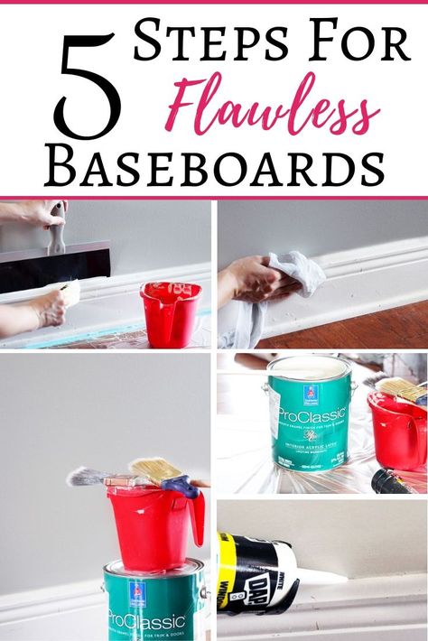 This step-by-step guide for painting baseboards was so easy to follow and will show you in 5 easy steps how to get flawless baseboards each and every time! | how to paint baseboards, painting baseboards #baseboards #paintingtips How To Paint Baseboards, Paint Baseboards, Painting Baseboards, Carpet Diy, Modern Home Furniture, Diy Bedroom, Painting Trim, Diy Renovation, Diy Home Repair