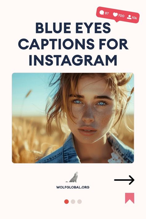 Promotional graphic for "Blue Eyes Captions for Instagram" with a woman in a wheat field.
Graphic with a list of poetic phrases about the color blue and an invitation button to get more.
Smiling woman using laptop with graphics promoting an Instagram engagement pod service. Quirky Captions, Catchy Captions, Blue Pigment, Cool Captions, Captions For Instagram, Deep Blue Sea, Navigating Life, Instagram Captions, Blue Eyes