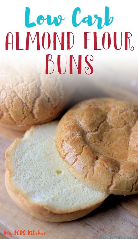 These almond flour buns are legit the easiest low carb bread recipe you'll ever make. Made grain free, gluten free and dairy free, you can make these healthy buns in less than 25 minutes. Made with a mix of almond flour, eggs and oil, use these keto buns on your favourite burgers and sandwiches. Almond Flour Buns, Healthy Buns, Low Carb Bun, Keto Buns, No Bread Diet, Best Keto Bread, Lowest Carb Bread Recipe, Ultimate Kitchen, Low Carb Low Sugar