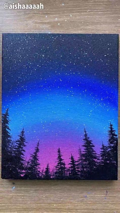 Northern Lights Acrylic Painting, Seni Pastel, Simple Painting, Canvas Painting Tutorials, Simple Canvas Paintings, Soyut Sanat Tabloları, Abstract Art Painting Diy, Canvas Painting Designs, Landscape Art Painting