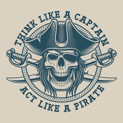 T-shirt design with a pirate skull and saber Sailor Illustration, Pirate Skull Tattoos, Pirate Ship Tattoo, Traditional Tattoo Inspiration, Pirate Tattoo, 심플한 그림, Magick Symbols, Pirate Art, Images Disney