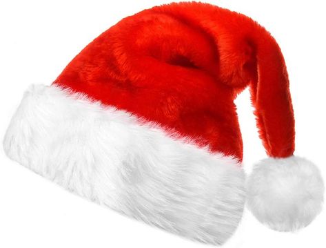 Red and white Christmas hat with a white ball Kids Santa Hat, White Long Hair, Hat Fabric, Wish You Merry Christmas, New Year's Party Decorations, Holiday Hats, Santa Claus Hat, Christmas Hat, Red Hats