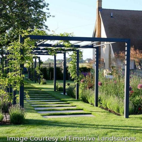 Pergola Walkway, Arch Pergola, Building A Pergola, Pergola Lighting, Metal Pergola, Garden Arbor, Garden Walkway, Pergola With Roof, Contemporary Garden