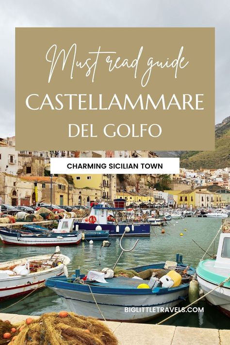 Find out all you need to know about this gorgeous seaside town in Sicily, Italy. Castellammare del Golfo has a beautiful old town with winding cobbled streets, a harbour, castle and two golden sandy beaches. It truly has aesthetic appeal! If you are thinking of visiting then read our complete guide.... Western Sicily, Beach Relaxation, Autumn Bucket List, Rome Trip, European Holiday, Visit Sicily, Cobbled Streets, Seaside Town, Summer Trip