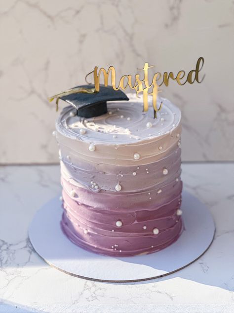 #gradcake #purplecake #ombrecake Blue And Purple Ombre Cake, Textured Cakes, One Tier Cake, Purple Cakes Birthday, Grad Cake, Two Tier Cake, Fake Wedding, Fantasy Cake, Purple Cakes